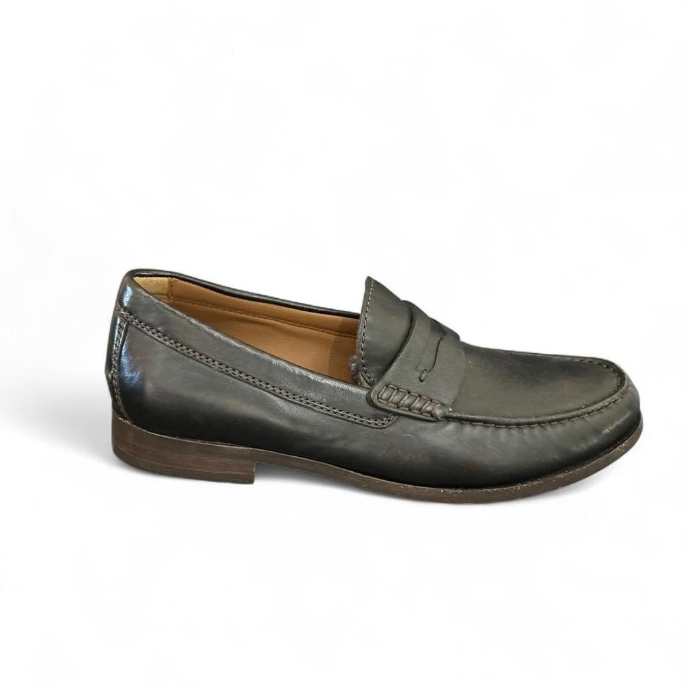 NWOT TRASK Sheepskin Leather loafers Mens US10 Leather Soles Lining Stacked Heel